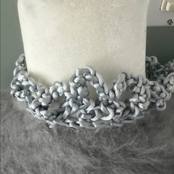 Soft Fuzzy Gray 💯 angora Cardigan, hand knitted - Picture 11 of 16